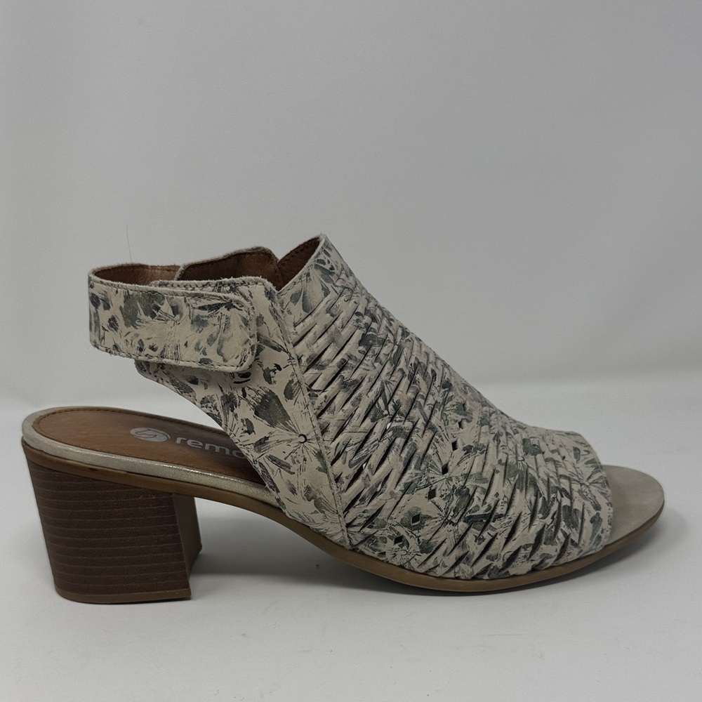Remonte Woven or Perforated Upper  Metalic Gray Block Heel Sandals 41 Leather - Picture 5 of 12